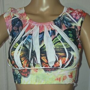 Polaroid Multicolor Butterfly Crop Top